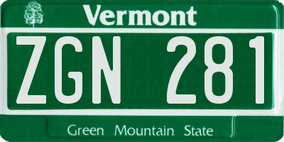 VT license plate ZGN281