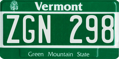 VT license plate ZGN298