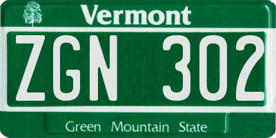 VT license plate ZGN302