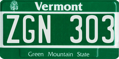 VT license plate ZGN303