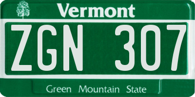 VT license plate ZGN307