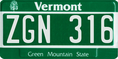 VT license plate ZGN316