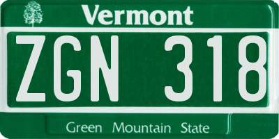 VT license plate ZGN318