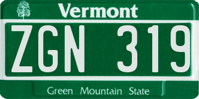 VT license plate ZGN319