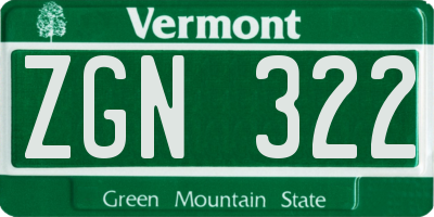 VT license plate ZGN322