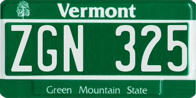 VT license plate ZGN325