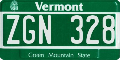 VT license plate ZGN328