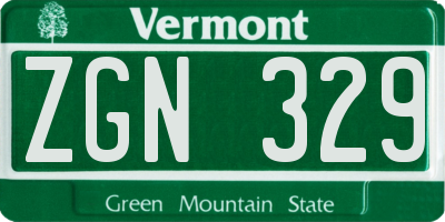 VT license plate ZGN329