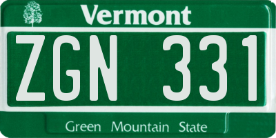 VT license plate ZGN331