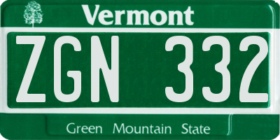 VT license plate ZGN332