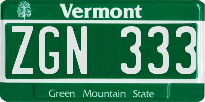 VT license plate ZGN333