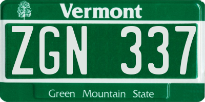 VT license plate ZGN337