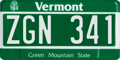 VT license plate ZGN341