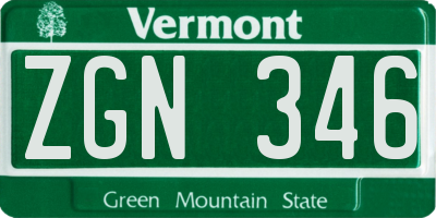 VT license plate ZGN346