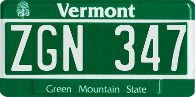 VT license plate ZGN347