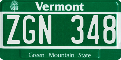 VT license plate ZGN348