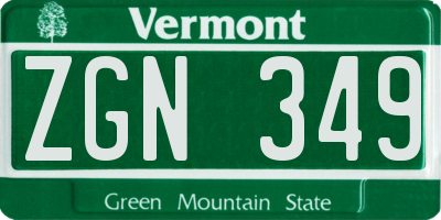 VT license plate ZGN349