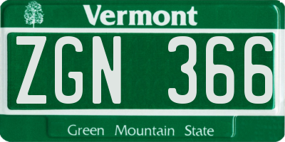 VT license plate ZGN366