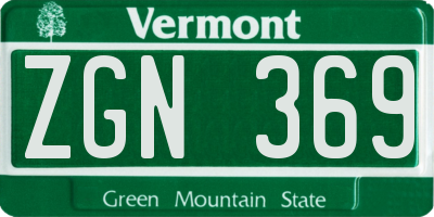 VT license plate ZGN369
