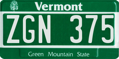 VT license plate ZGN375