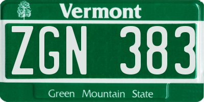 VT license plate ZGN383