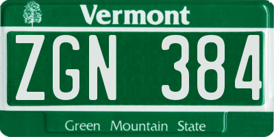 VT license plate ZGN384