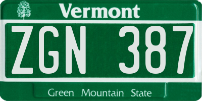 VT license plate ZGN387