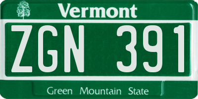 VT license plate ZGN391