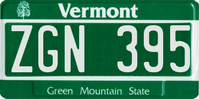 VT license plate ZGN395