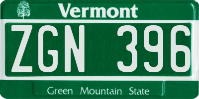 VT license plate ZGN396