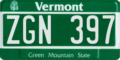 VT license plate ZGN397