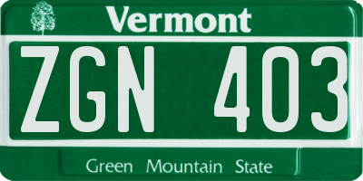 VT license plate ZGN403