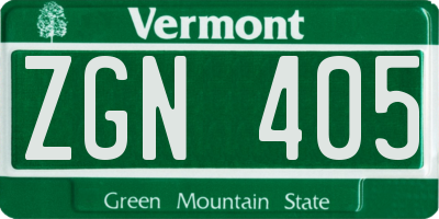 VT license plate ZGN405