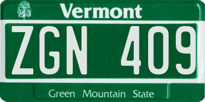 VT license plate ZGN409