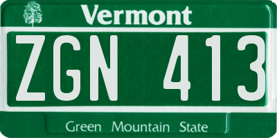 VT license plate ZGN413