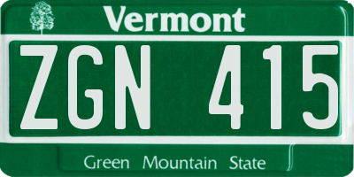VT license plate ZGN415