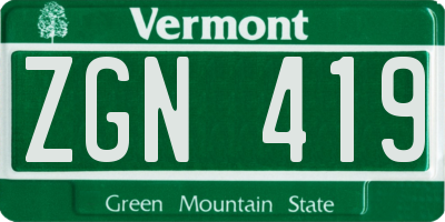 VT license plate ZGN419