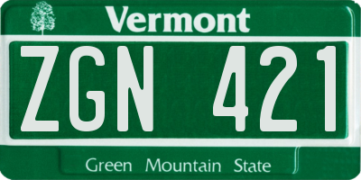 VT license plate ZGN421