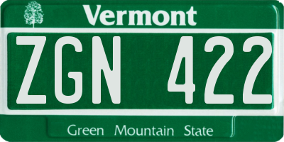VT license plate ZGN422