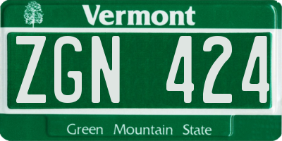 VT license plate ZGN424