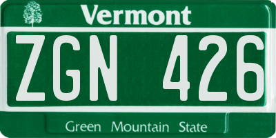 VT license plate ZGN426