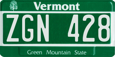 VT license plate ZGN428
