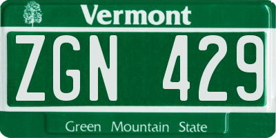 VT license plate ZGN429