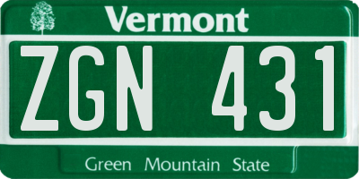 VT license plate ZGN431