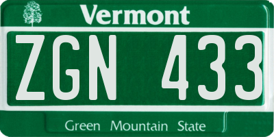 VT license plate ZGN433