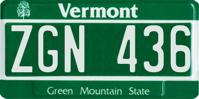 VT license plate ZGN436