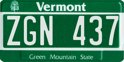 VT license plate ZGN437