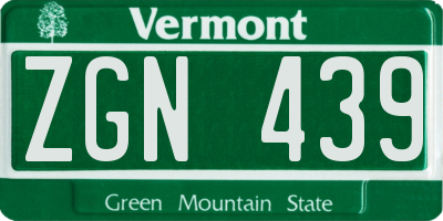 VT license plate ZGN439