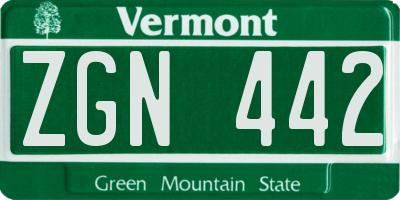 VT license plate ZGN442