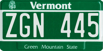 VT license plate ZGN445